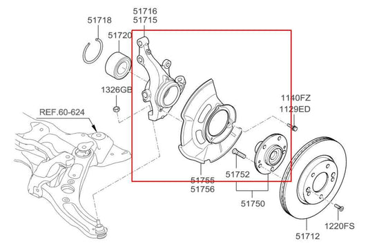 2011-2017 Hyundai Veloster Turbo Front Left Side Spindle Knuckle Hub 51715-2V000 - Alshned Auto Parts