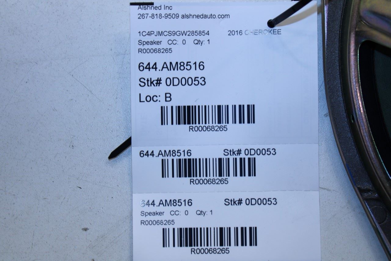 2014-2023 Jeep Cherokee 75th Anniversary Rear Right Door Audio Speaker 5091019AB - Alshned Auto Parts