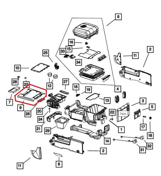 2012-2013 Ram 1500 Center Console Trim Bezel 1TT191X9AC OEM - Alshned Auto Parts