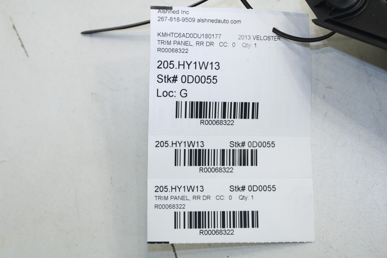 2011-2017 Hyundai Veloster Base Rear Right Side Door Trim Panel 83302-2V000-RY - Alshned Auto Parts