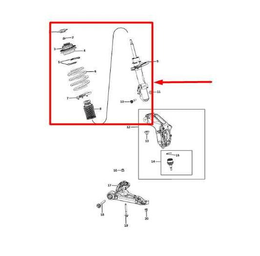 2019-21 Jeep Cherokee Front Left Driver Side Shock Strut Absorber 68373959AC OEM - Alshned Auto Parts