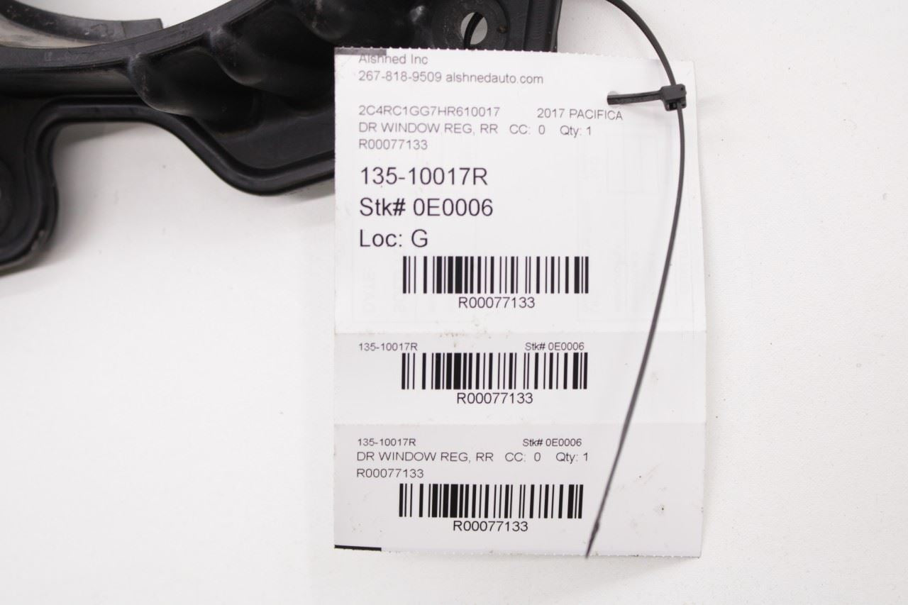 17-24 Chrysler Pacifica Limited Rear Right Side Door Window Regulator w/ Carrier - Alshned Auto Parts