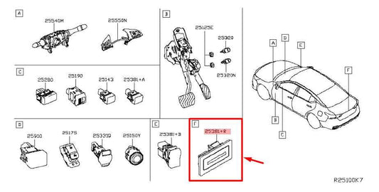 19-24 Nissan Altima SL Rear Trunk Deck Lid Release Switch Button 25380-6CT0A OEM - Alshned Auto Parts