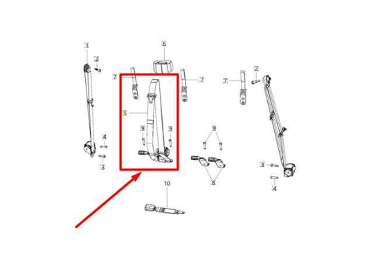 2013-2018 Ram 1500 Rear Center Seat Belt Retractor 5KQ121X9AC OEM - Alshned Auto Parts