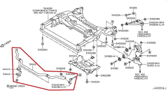 14-24 Infiniti Q50 Premium RWD Front Suspension Stabilizer Sway Bar 54610-4GA0A - Alshned Auto Parts