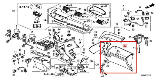 2011-2017 Honda Odyssey EX-L Glove Box Storage Compartment 77501-TK8-A01ZA OEM - Alshned Auto Parts