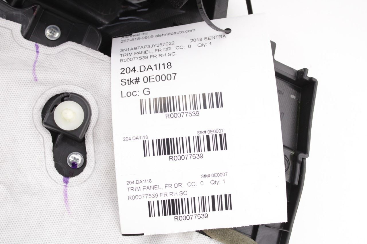 2016-2019 Nissan Sentra SL Front Right Side Door Trim Panel 80900-3SA3A OEM - Alshned Auto Parts