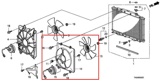08-12 Honda Accord EX-L 3.5L Right Condenser Cooling Fan Motor Assy 38615R8AA01 - Alshned Auto Parts