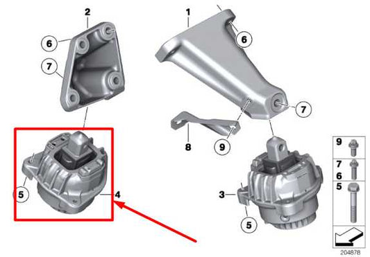 2010-15 BMW 750i xDrive 4.4L AWD Front Right Side Engine Support Mount Insulator - Alshned Auto Parts