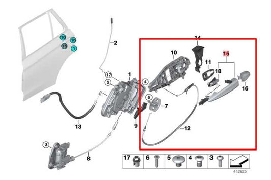 2014-18 BMW X5 xDrive35i 3.0L AWD Rear Passenger Right Side Door Exterior Handle - Alshned Auto Parts
