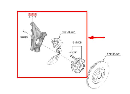 2021-23 Hyundai Santa Fe SEL 4WD Front Left Spindle Knuckle Hub 51700-S2EA0 OEM - Alshned Auto Parts
