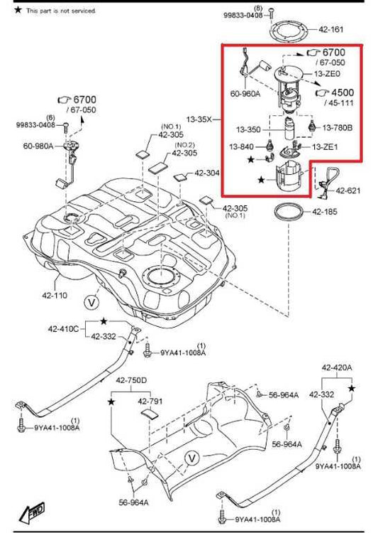 16-23 Mazda CX-9 Grand Touring 2.5L AWD In Tank Fuel Pump Assembly PYFM-13-35XA - Alshned Auto Parts