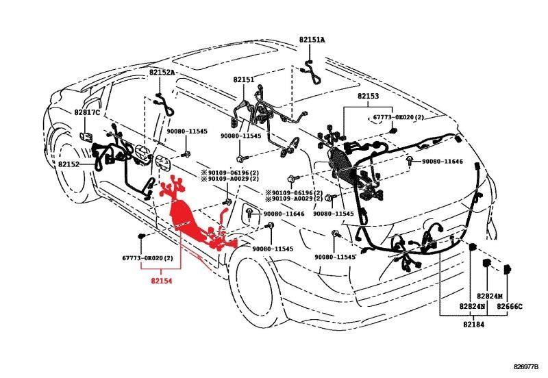 2016-2019 Toyota Sienna Rear Left Sliding Door Wire Harness 82054-08141 OEM - Alshned Auto Parts