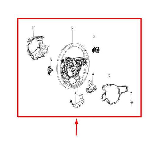 2019-2024 Ram 1500 Steering Wheel Leather w/ Control Buttons 5YK682X7AG OEM - Alshned Auto Parts