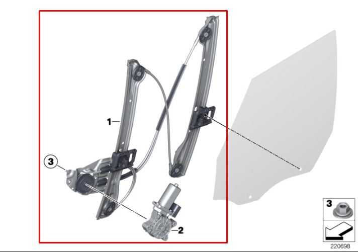 2011-16 Mini Countryman Cooper S Front Right Side Door Window Regulator w/ Motor1