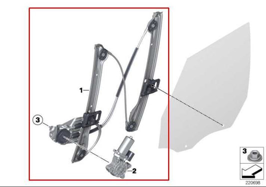 2011-16 Mini Countryman Cooper S Front Right Side Door Window Regulator w/ Motor - Alshned Auto Parts