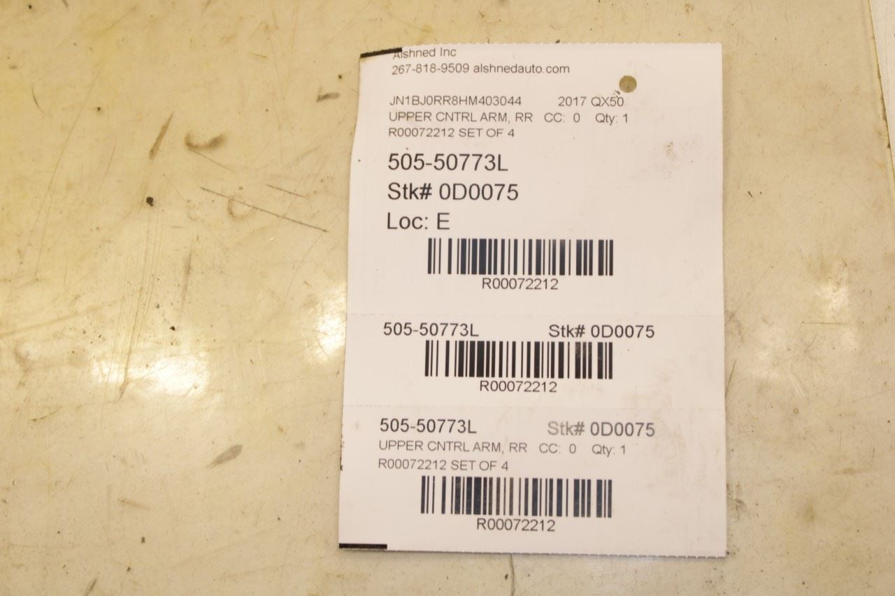 14-17 Infiniti QX50 AWD Rear Suspension LH Side Lower and Upper Control Arm Set - Alshned Auto Parts