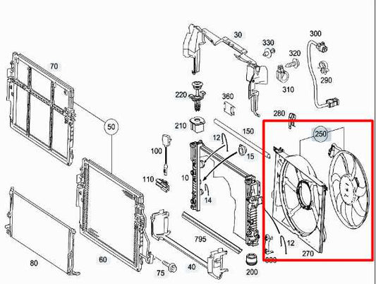 2007-11 Mercedes-Benz S550 Radiator Cooling Fan Motor Assembly 221-500-11-93 OEM - Alshned Auto Parts