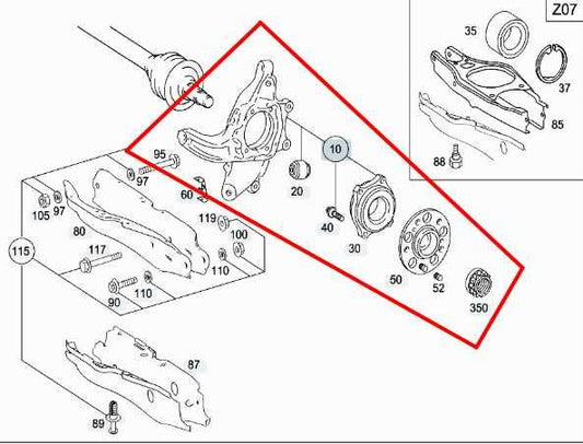07-13 Mercedes-Benz S550 AWD Rear LH Side Spindle Knuckle Hub 221-350-21-08 OEM - Alshned Auto Parts