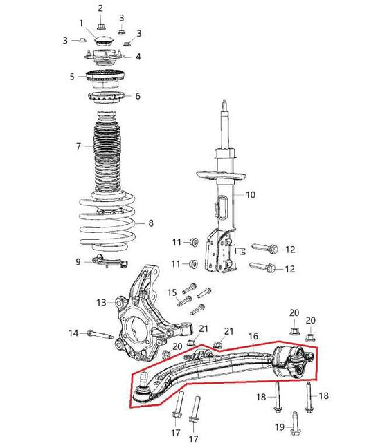 17-24 Chrysler Pacifica Limited FWD Front Right Lower Control Arm 68232192AD OEM - Alshned Auto Parts
