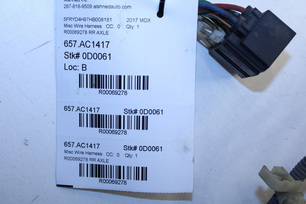 2017-20 Acura MDX Advance AWD Rear Axle Differential Wire Harness 32114-TZ6-A02 - Alshned Auto Parts