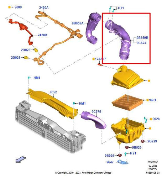 20-25 Ford Escape SEL 2.0L AWD Air Intake Cleaner Inlet Duct Tube LX61-9R504-CF - Alshned Auto Parts