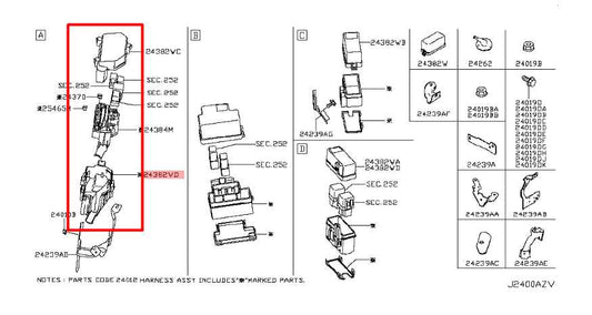 17-22 Infiniti Q60 Luxe 3.0L Engine Bay Fuse Relay Junction Box 24382-4GA0A OEM - Alshned Auto Parts