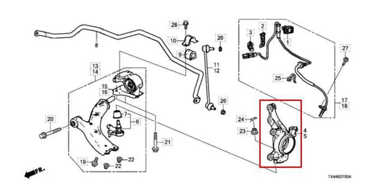 2013-2018 Acura RDX Front Right Passenger Side Spindle Knuckle Hub 51211-TX4-H00 - Alshned Auto Parts