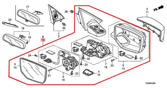 2008-12 Honda Accord EX 2.4L Driver Left Side Rear View Mirror 76258-TA5-A11 OEM - Alshned Auto Parts