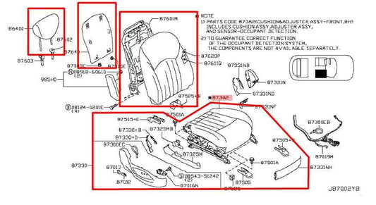 2014-17 Infiniti QX50 3.7L Front Passenger Right Side Seat Complete 87300-1UX8C - Alshned Auto Parts