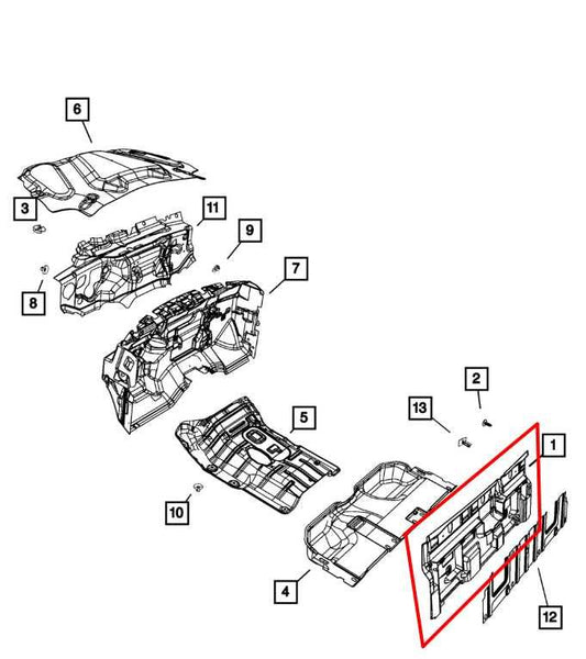 2011-2020 Ram 1500 Laramie Crew Cab 5.7L 4WD Rear Inner Panel Insulator Silencer - Alshned Auto Parts