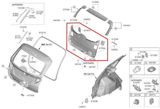 22-25 Hyundai Tucson SEL 2.5L AWD Liftgate Lid Lower Trim Panel 81710-CW010-NNB - Alshned Auto Parts