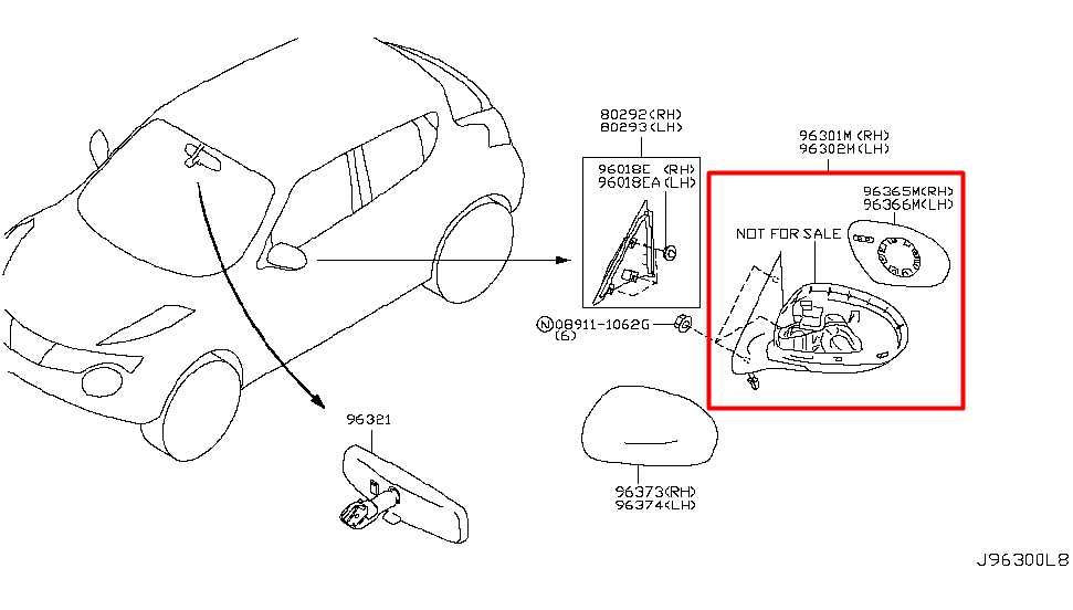 2011-12 Nissan Juke S 1.6L Passenger Right Side Rear View Mirror 96301-1KM0A OEM - Alshned Auto Parts