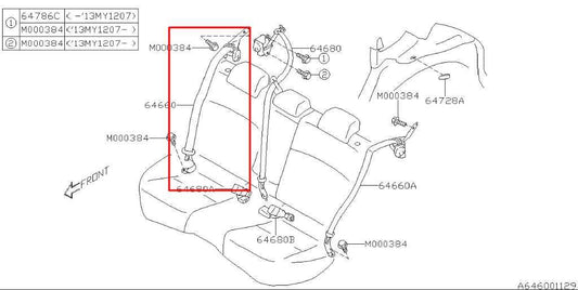 2012-16 Subaru Impreza Sport Premium Rear Right Side 2nd Row Seat Belt Retractor - Alshned Auto Parts