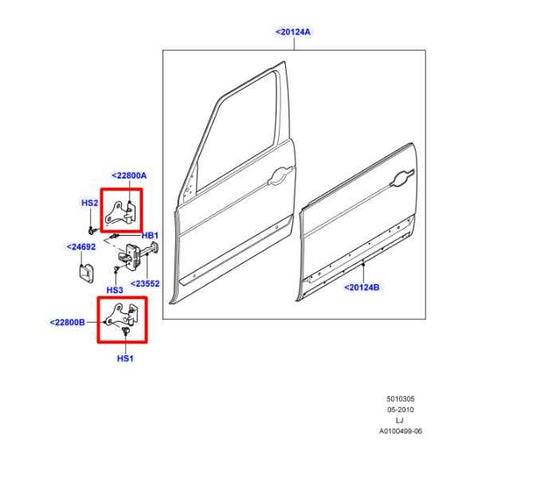 2003-12 Land Rover Range Rover Front RH Door Hinge Upper and Lower BDB760020 OEM - Alshned Auto Parts