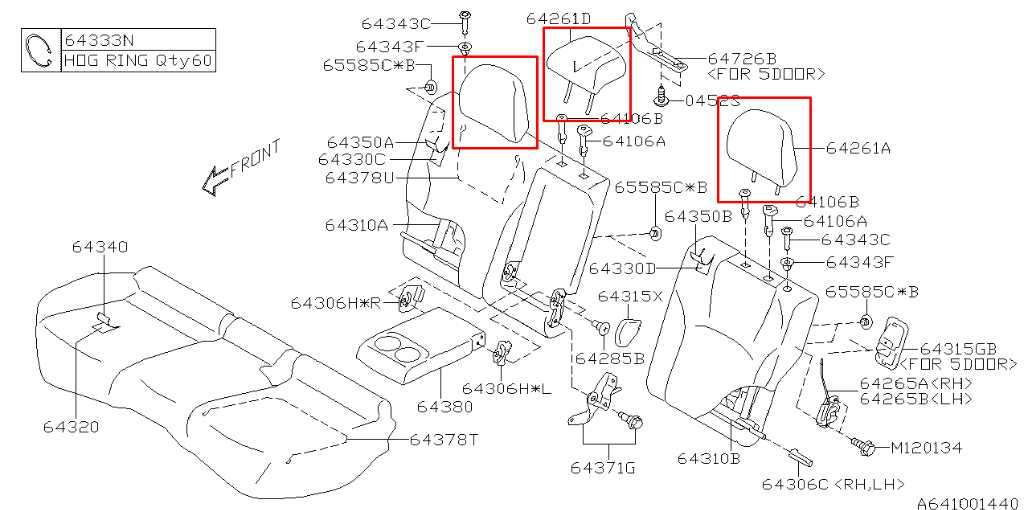 17-21 Subaru Impreza Limited Rear Right LH Side and Center 2nd Row Seat Headrest1