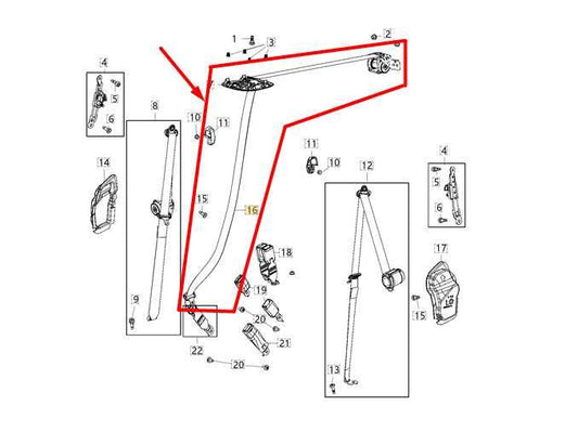 17-20 Chrysler Pacifica Rear Center 2nd Row Seat Belt Retractor 5LA42PD2AG *ReaD - Alshned Auto Parts