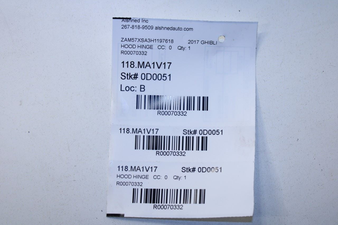 17-21 Maserati Ghibli Front Hood RH and LH Side Hinge Set w/ Lift Cylinder Pair - Alshned Auto Parts