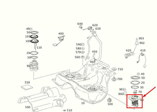 2009-2011 Mercedes-Benz S550 5.5L Left Gas Tank Fuel Pump Filter 221-470-17-90 - Alshned Auto Parts