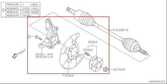 2014-16 Subaru Impreza Sport Premium Front Left Side Spindle Knuckle Hub *ReaD* - Alshned Auto Parts