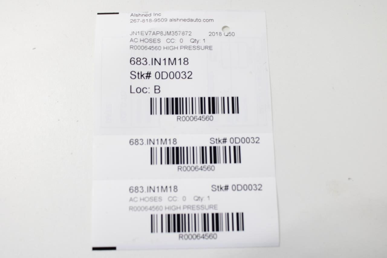 16-20 Infiniti Q50 Luxe AC Conditioning Discharge High and Suction Low Hose Tube - Alshned Auto Parts