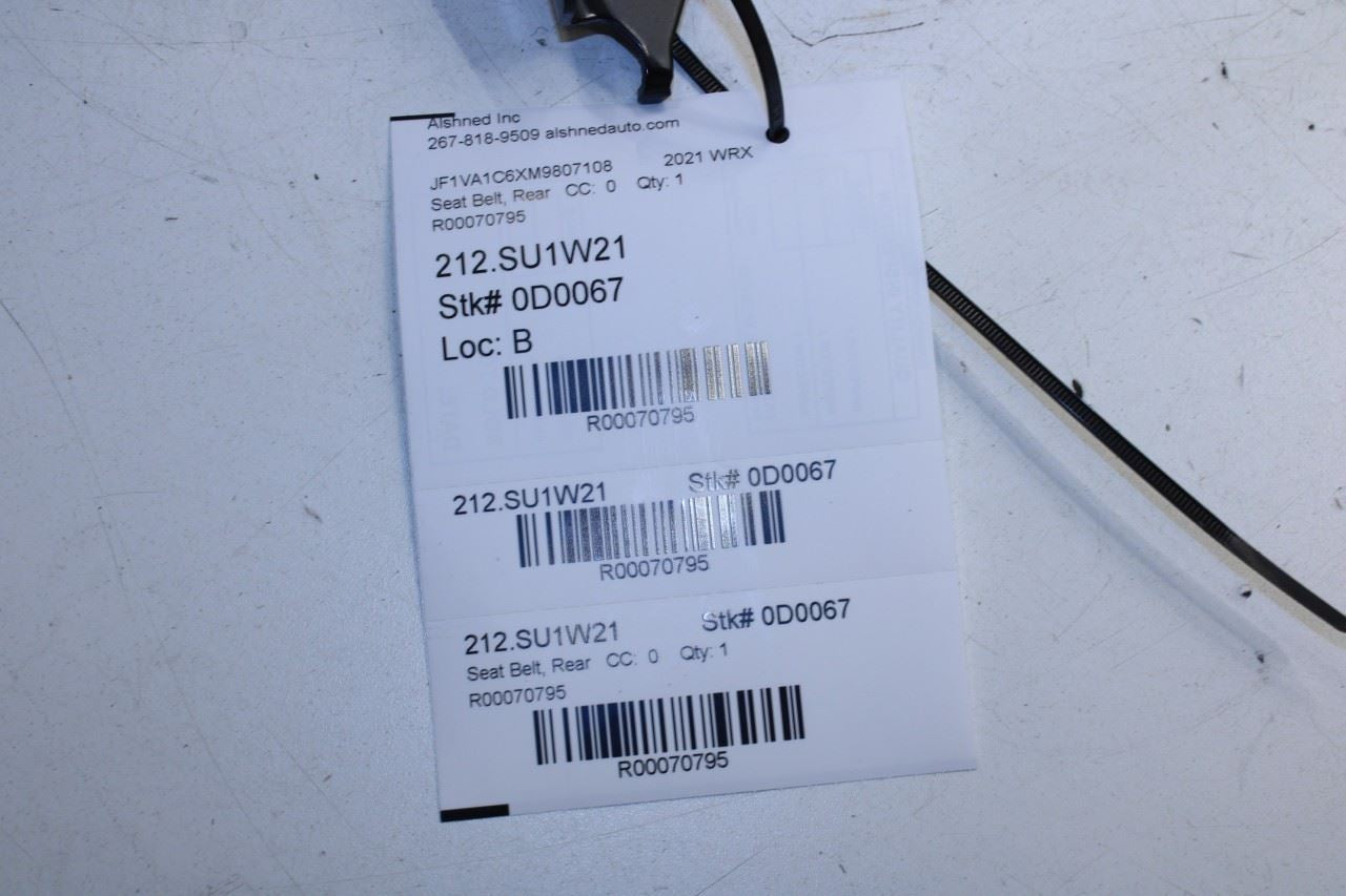 15-21 Subaru WRX Premium 2.0L Rear Passenger Right Side 2nd Seat Belt Retractor - Alshned Auto Parts