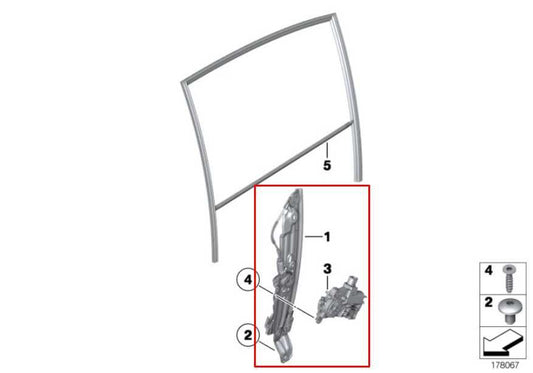 10-15 BMW 750Li xDrive Rear Left Side Door Window Regulator w/ Motor 51357182615 - Alshned Auto Parts