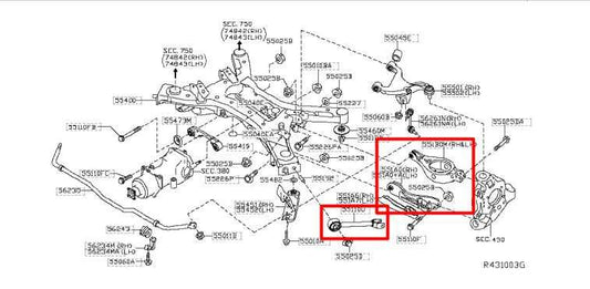 2014-20 Infiniti QX60 AWD Rear Left Lower Control Arms Set of 3 551B0-3JA0A OEM - Alshned Auto Parts