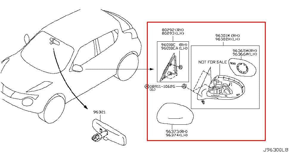 2012-2015 Nissan Juke 1.6L AWD Driver Left Side Rear View Mirror 96302-1KM0C OEM1