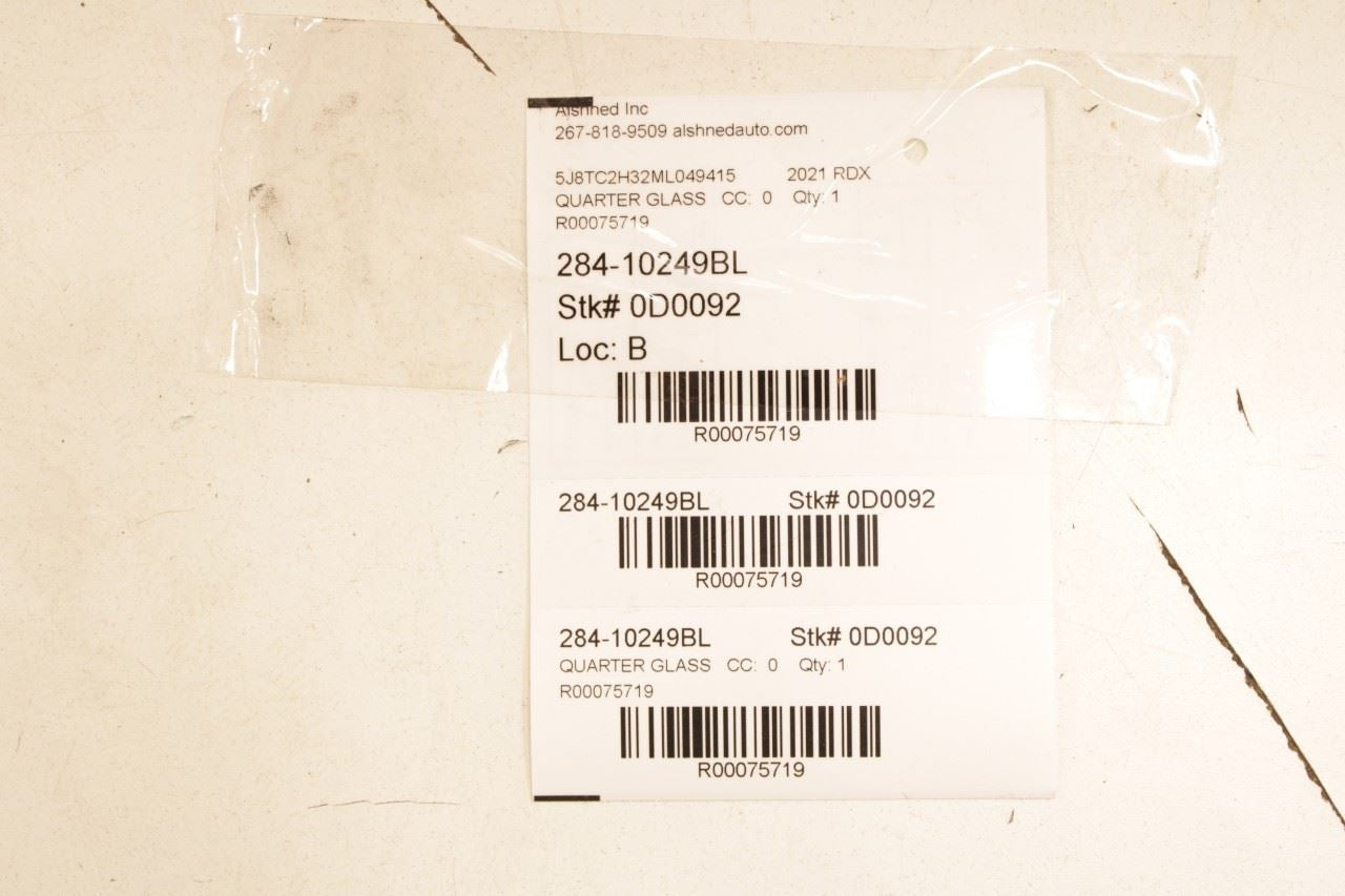 19-25 Acura RDX SH-AWD Rear Left Side Quarter Window Glass 73550-TJB-A01 *ReaD* - Alshned Auto Parts