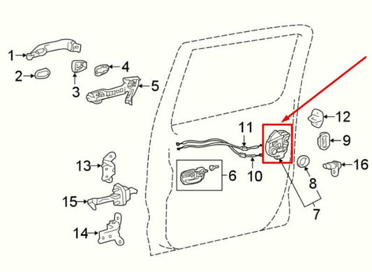 2016-2023 Toyota Tacoma Limited Double Cab Rear Right Door Lock Latch Actuator - Alshned Auto Parts