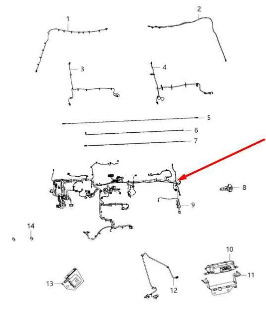 2015 Ram 1500 Laramie Dash Instrument Panel Wiring Harness 68240630AB OEM - Alshned Auto Parts