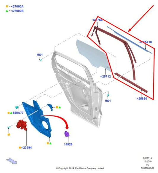 20-25 Ford Escape Rear Left Door Run Channel w Belt Weatherstrips LJ6Z-7825767-D - Alshned Auto Parts