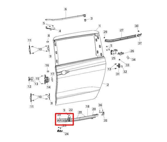 2017-24 Chrysler Pacifica Rear Left Slide Door Lower Roller Hinge 68185997AD OEM - Alshned Auto Parts